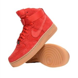 Nike High Top Suede Sneakers - Bright Red with Gum Sole